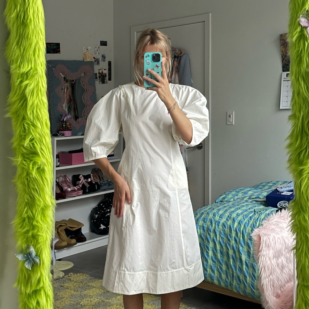 White Puff Sleeve Dress by Attersee
